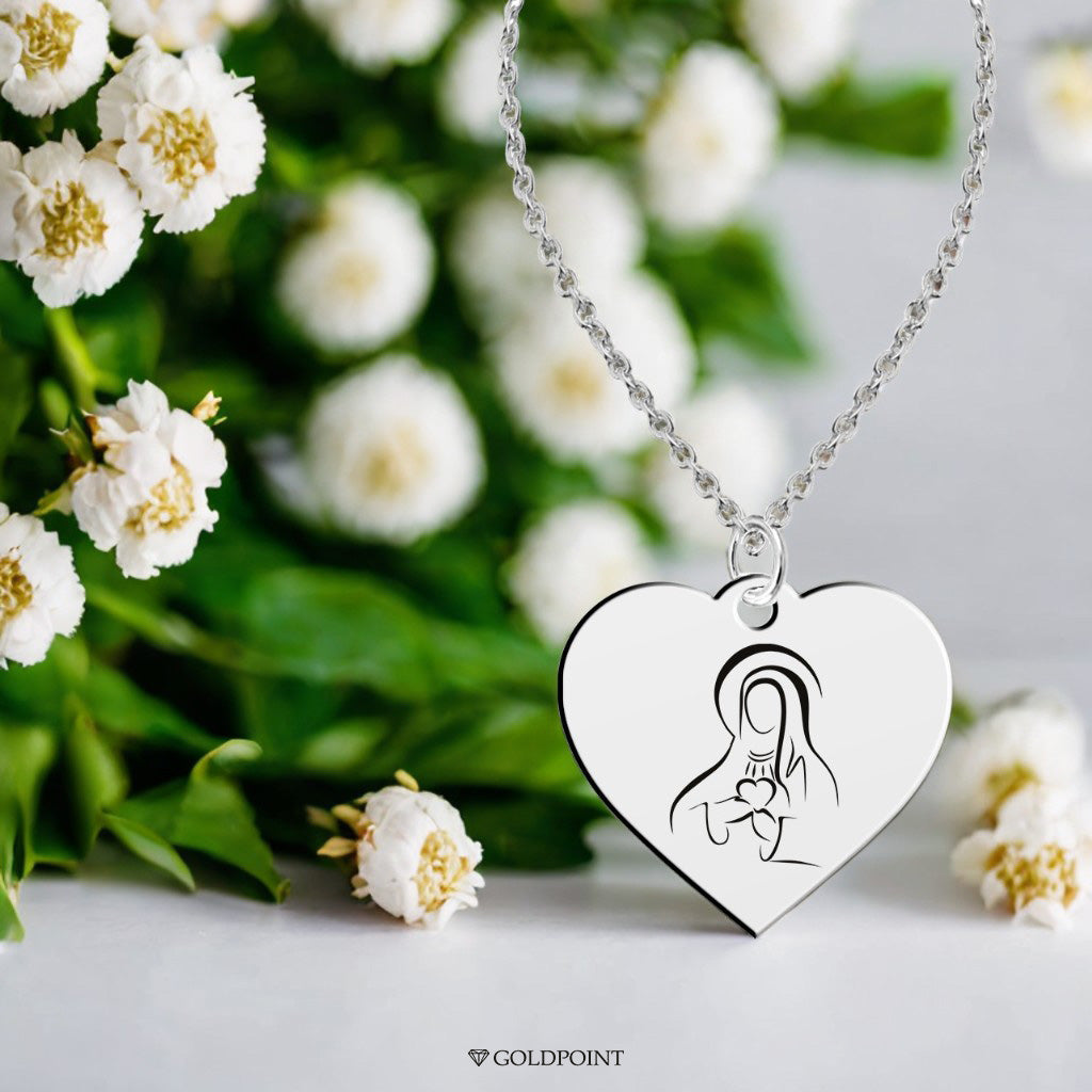 Grawerowana zawieszka na pamiątkę I Komunii Świętej - Matka Boska