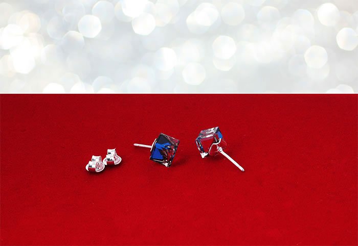 Kolczyki z kostką Swarovskiego niebieskie