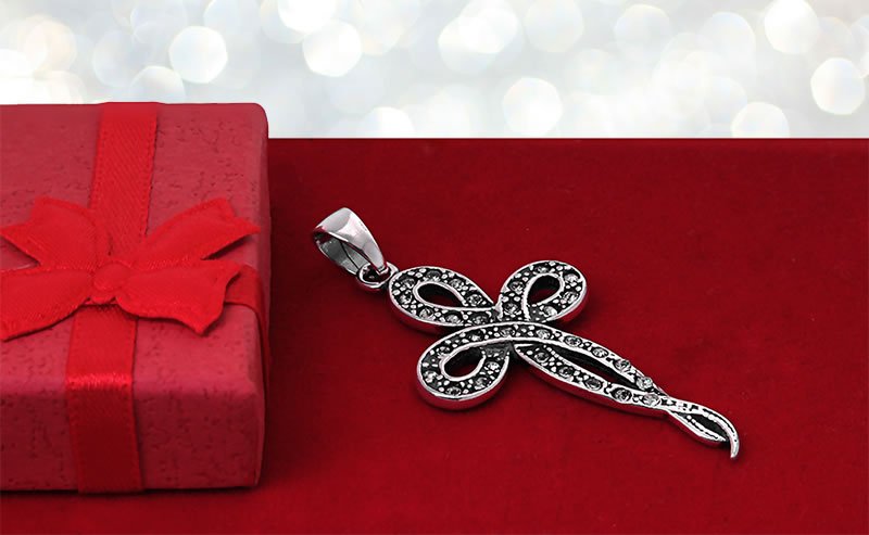 Wisiorek krzyż życia oksydowany