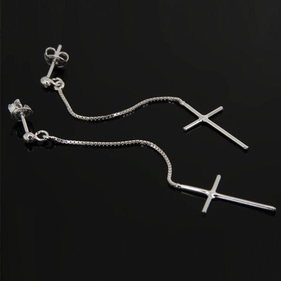 Kolczyki wiszące długie krzyżyki