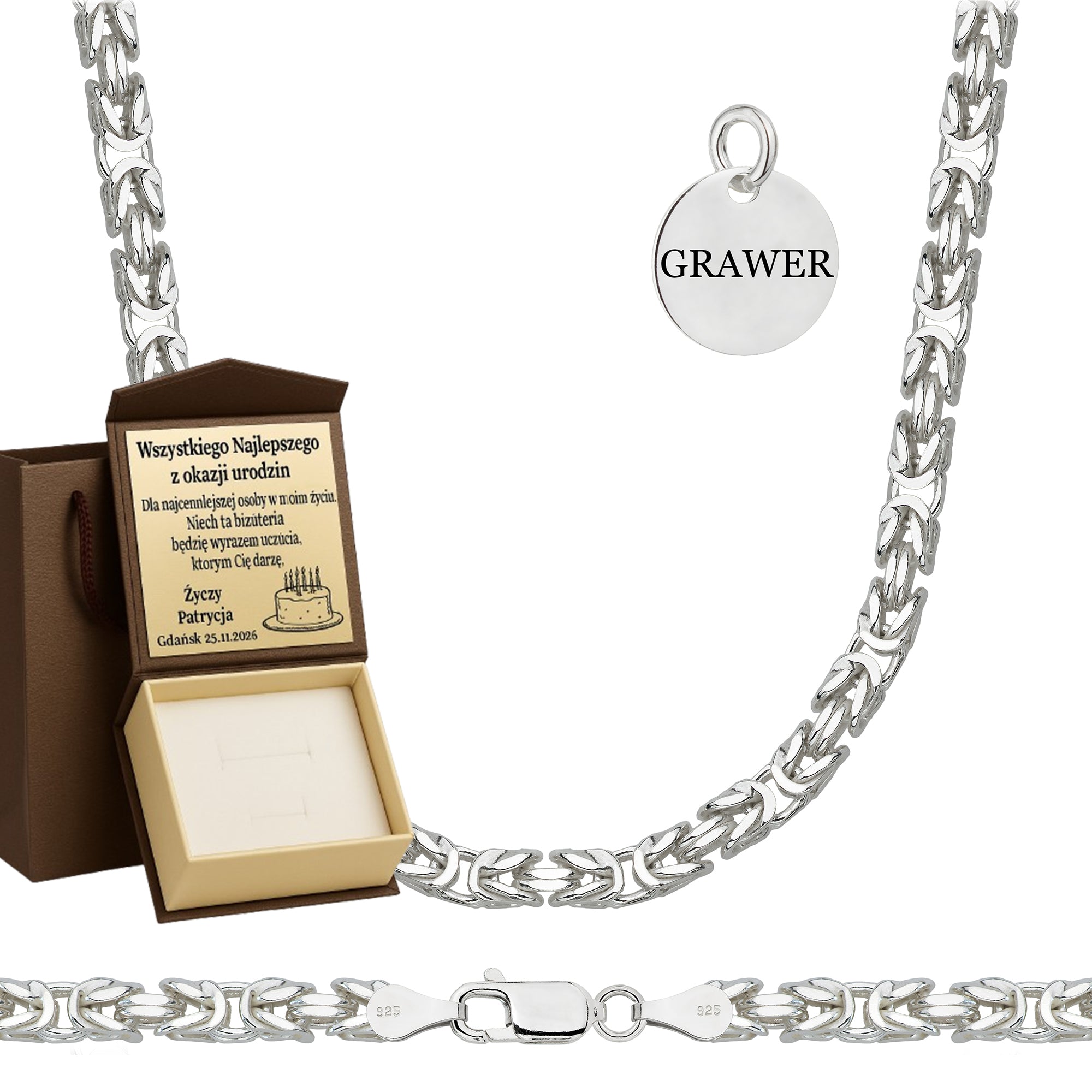 Łańcuszek srebrny królewski 4,5 mm pr. 925