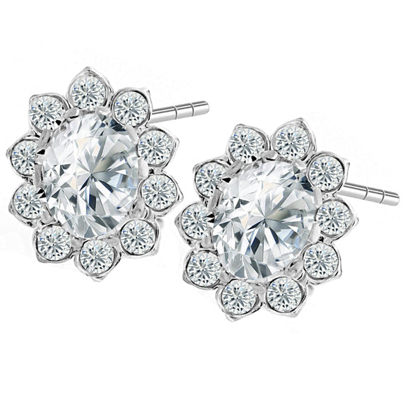 Kolczyki kwiaty z białymi cyrkoniami