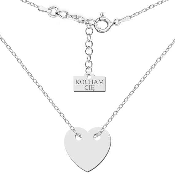 Srebrny naszyjnik z sercem + Twój grawer