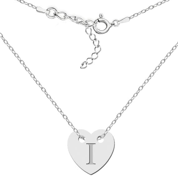 Naszyjnik z sercem i wygrawerowaną literką I