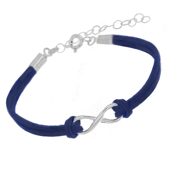 Bransoletka nieskończoność rzemyk mała granatowa