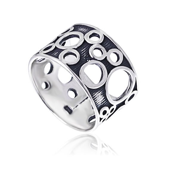 Pierścionek szeroki geometryczny