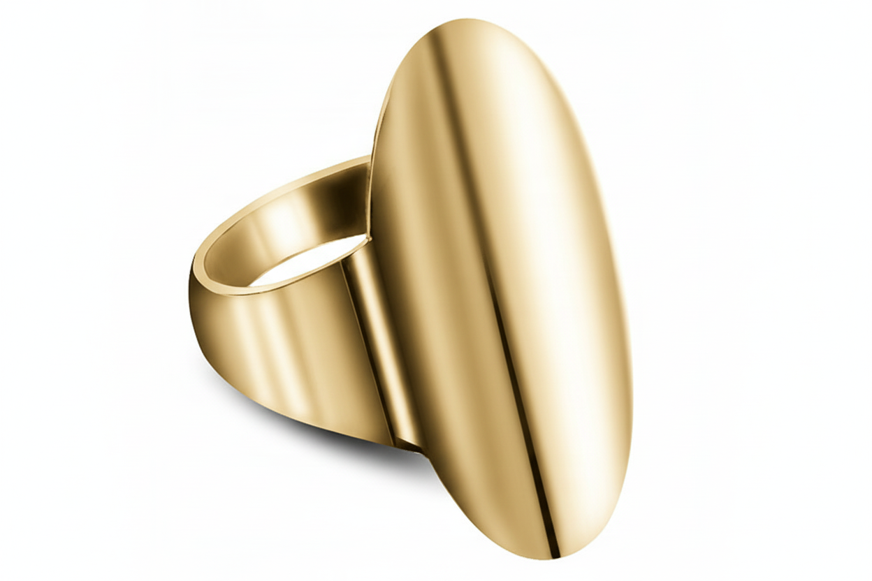 Długi gładki pierścionek srebro pozłacane