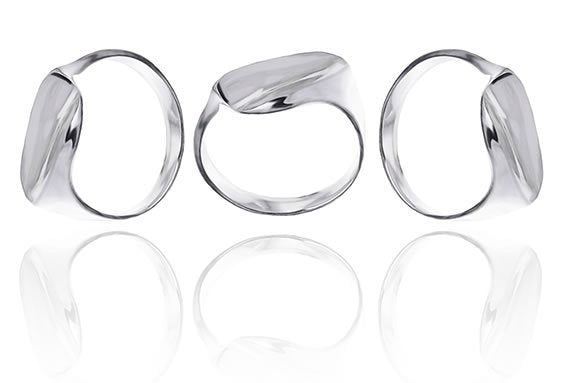 Pierścionek gładki asymetryczny