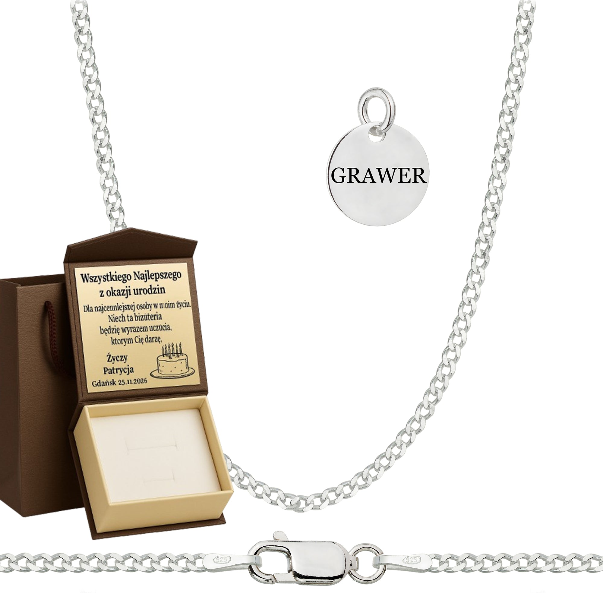 Łańcuszek srebrny pancerka 2mm pr. 925