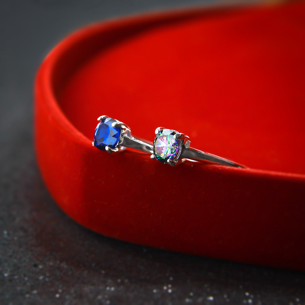 Pierścionek z szafirową cyrkonią 6mm