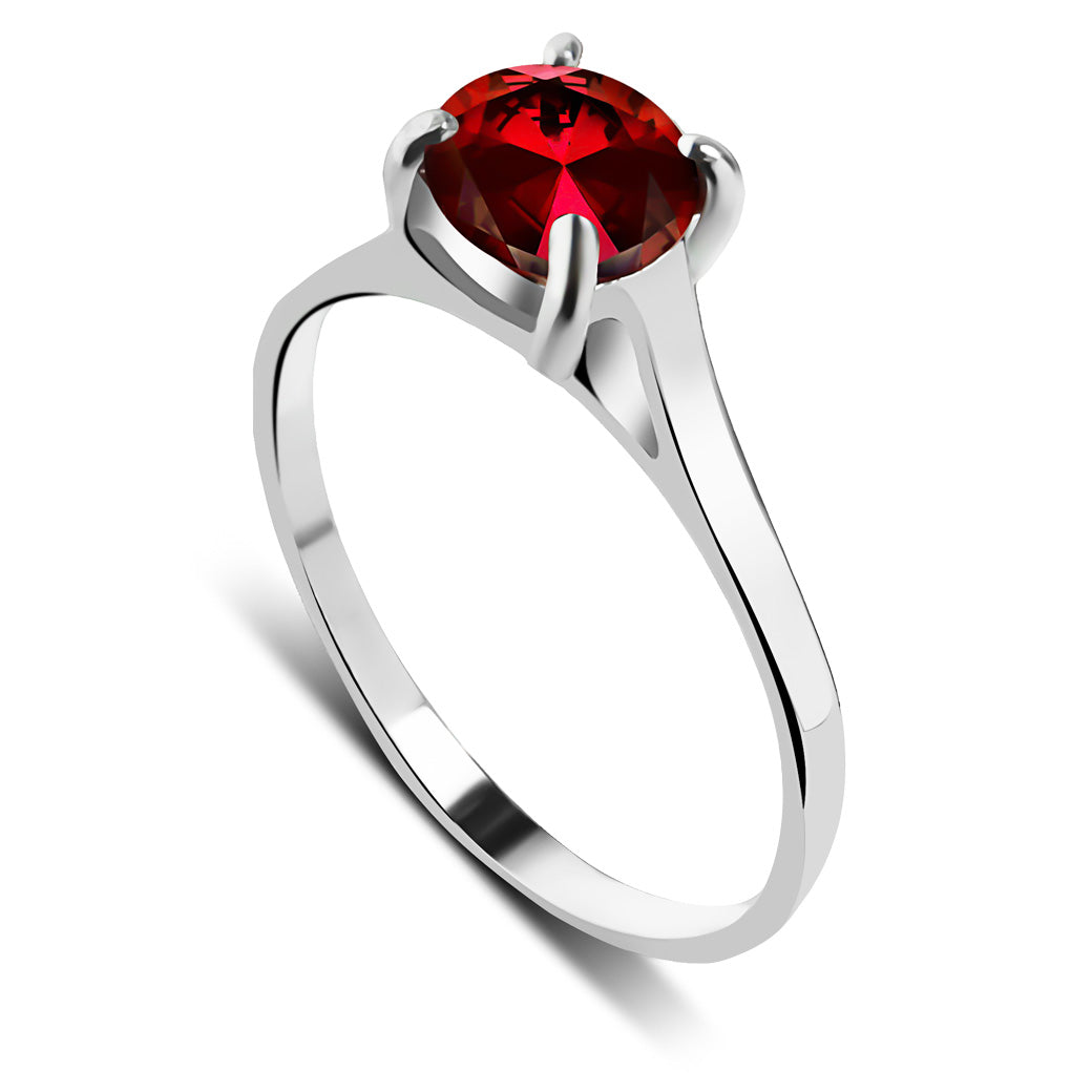 Pierścionek z rubinową cyrkonią 6mm Crimson Charms