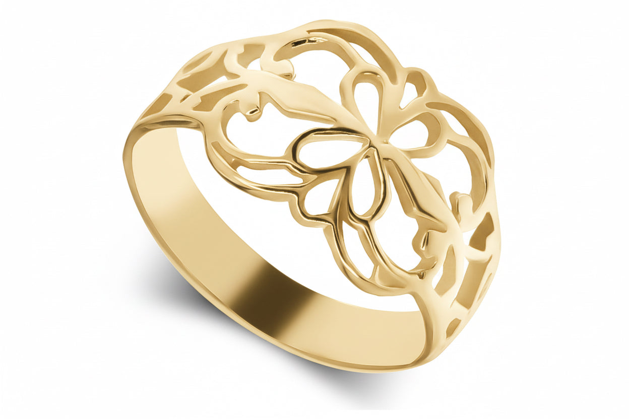 Pierścionek ażurowany z kwiatkami