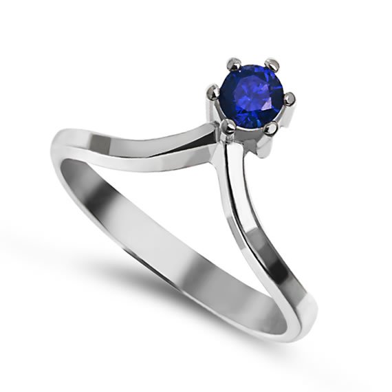 Pierścionek łezka z szafirowym kamieniem
