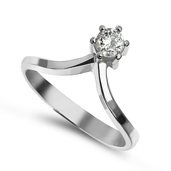 Pierścionek korona/łezka z białym kamieniem