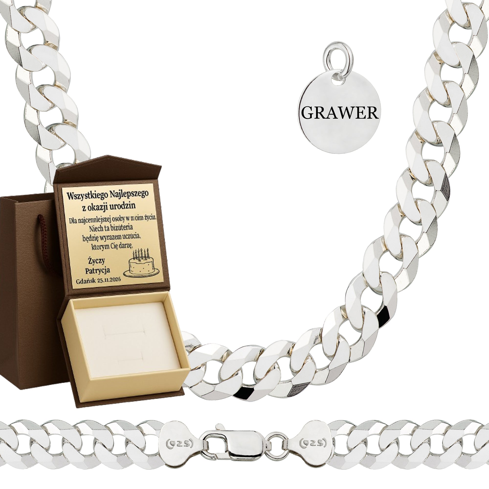 Łańcuszek srebrny pancerka 8,5mm pr. 925