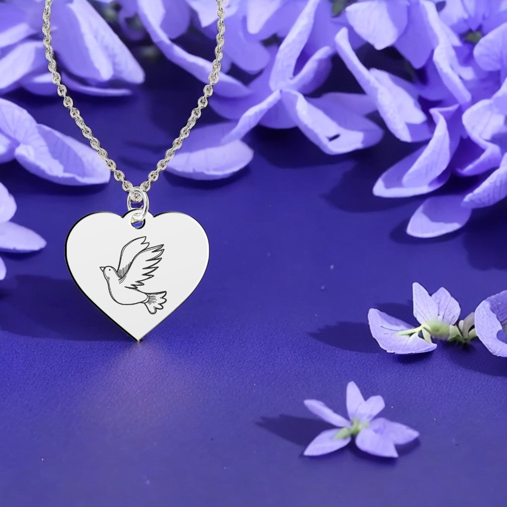 Grawerowana zawieszka na pamiątkę I Komunii Świętej - gołąb