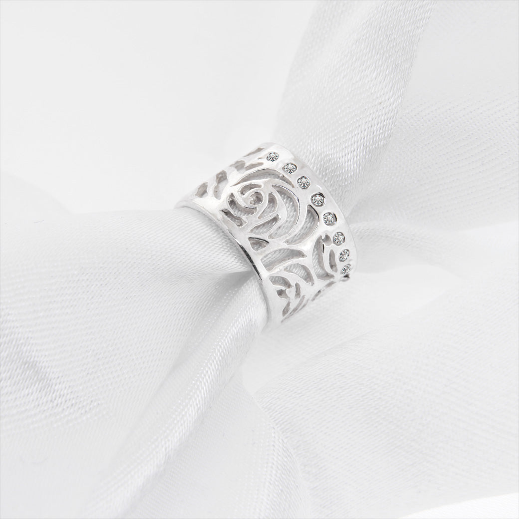 Szeroka obrączka ażurowa róża