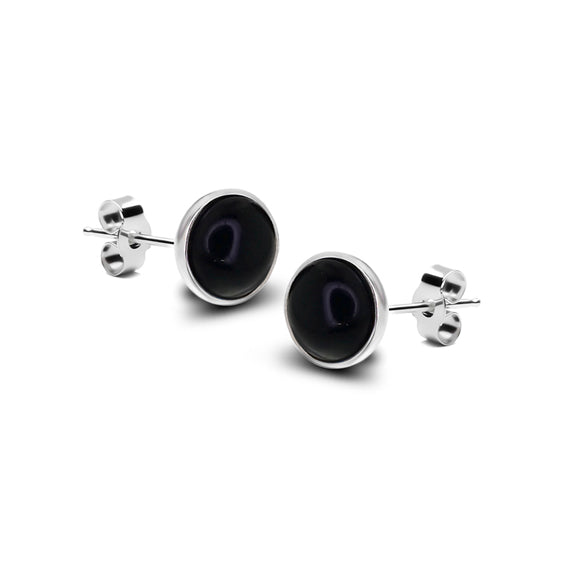 Kolczyki półkulki z onyksem 6mm