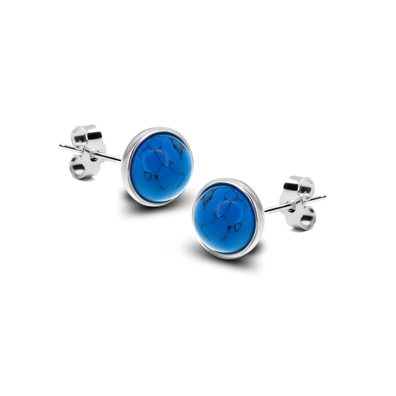 Kolczyki półkulki z turkusem 6mm