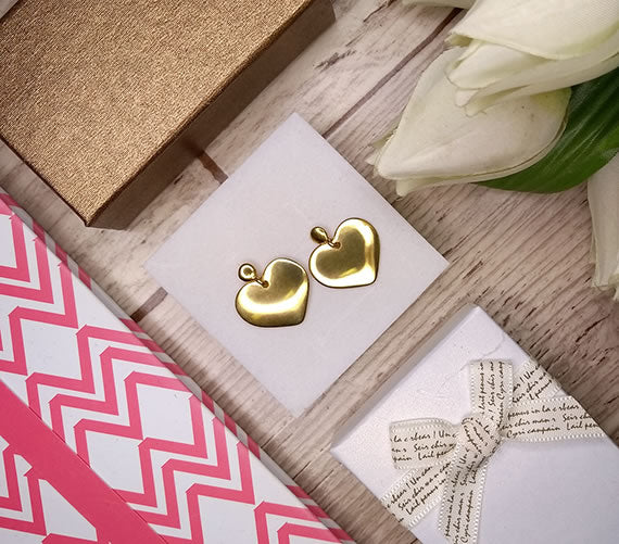 Kolczyki serca wiszące sztyft