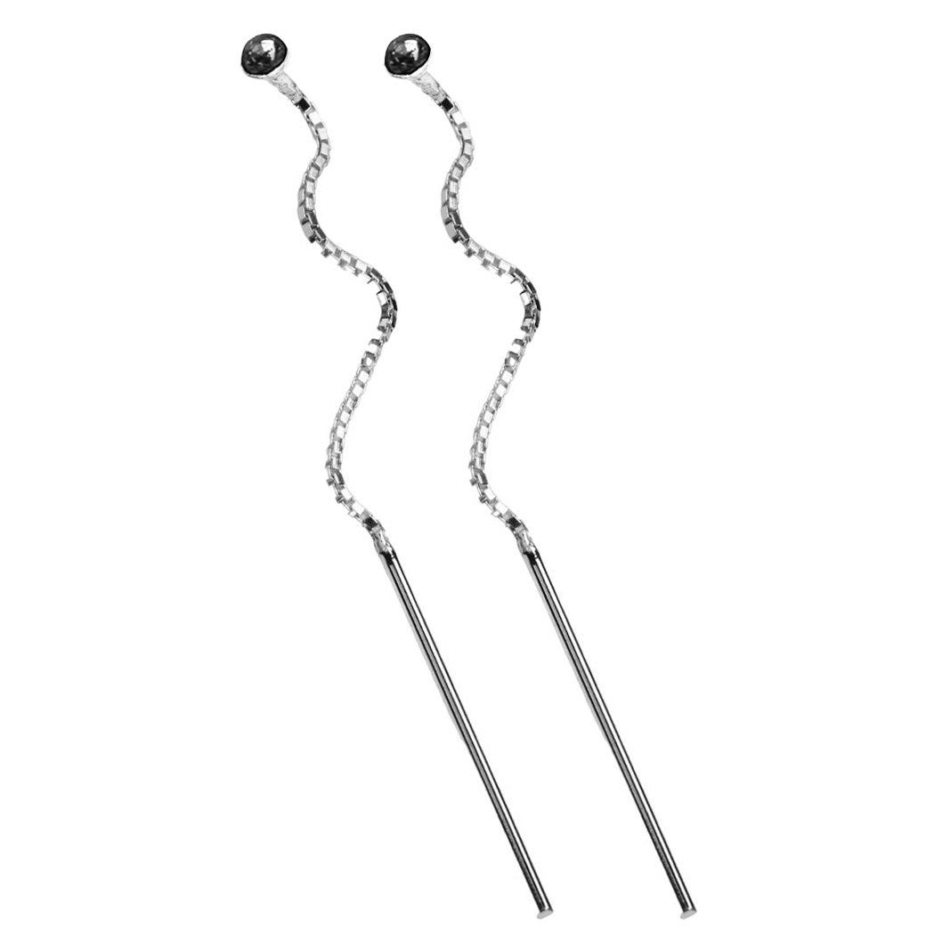 Kolczyki przekładane z cyrkonią 2,5 mm czarne