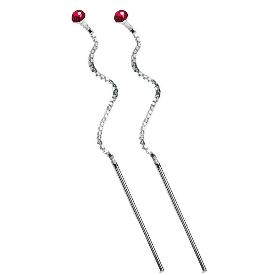 Kolczyki przekładane z cyrkonią 2,5 mm czerwone