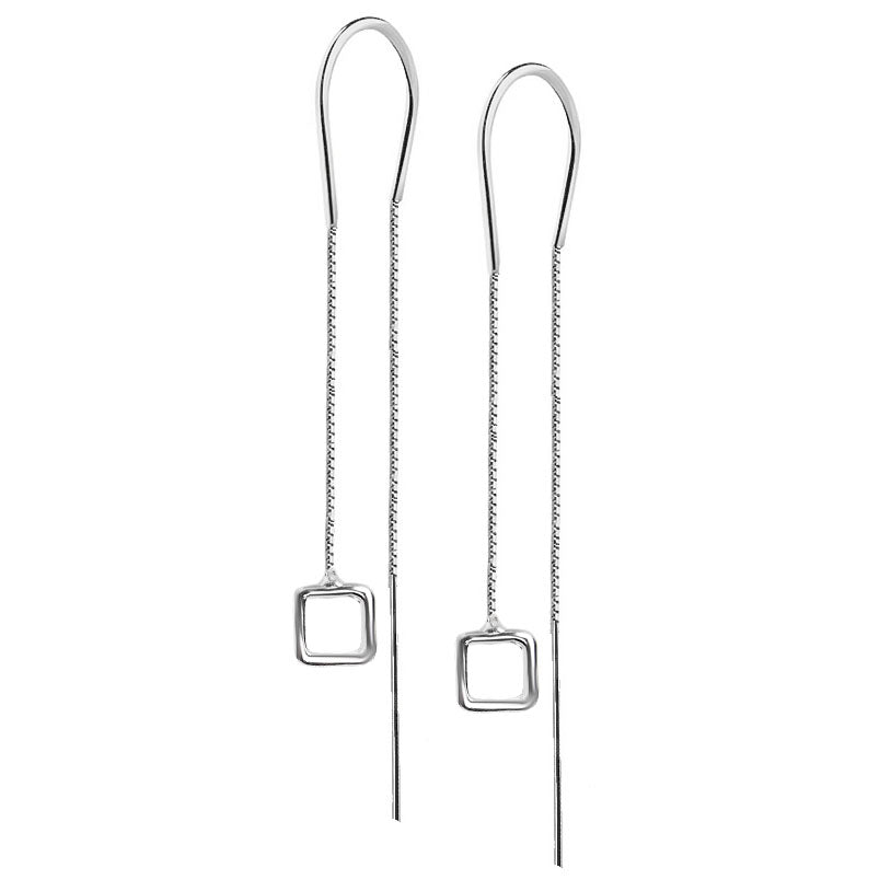 Kolczyki przekładane przeciągane podwójne z kwadratem