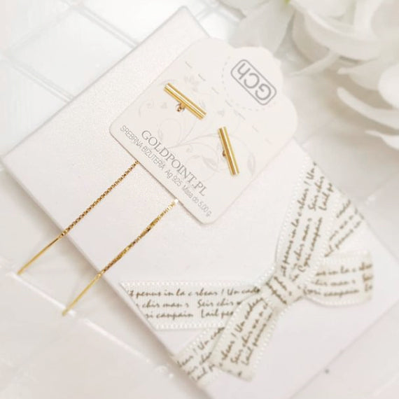 Złocone przeciągane przekładane kolczyki z rurką