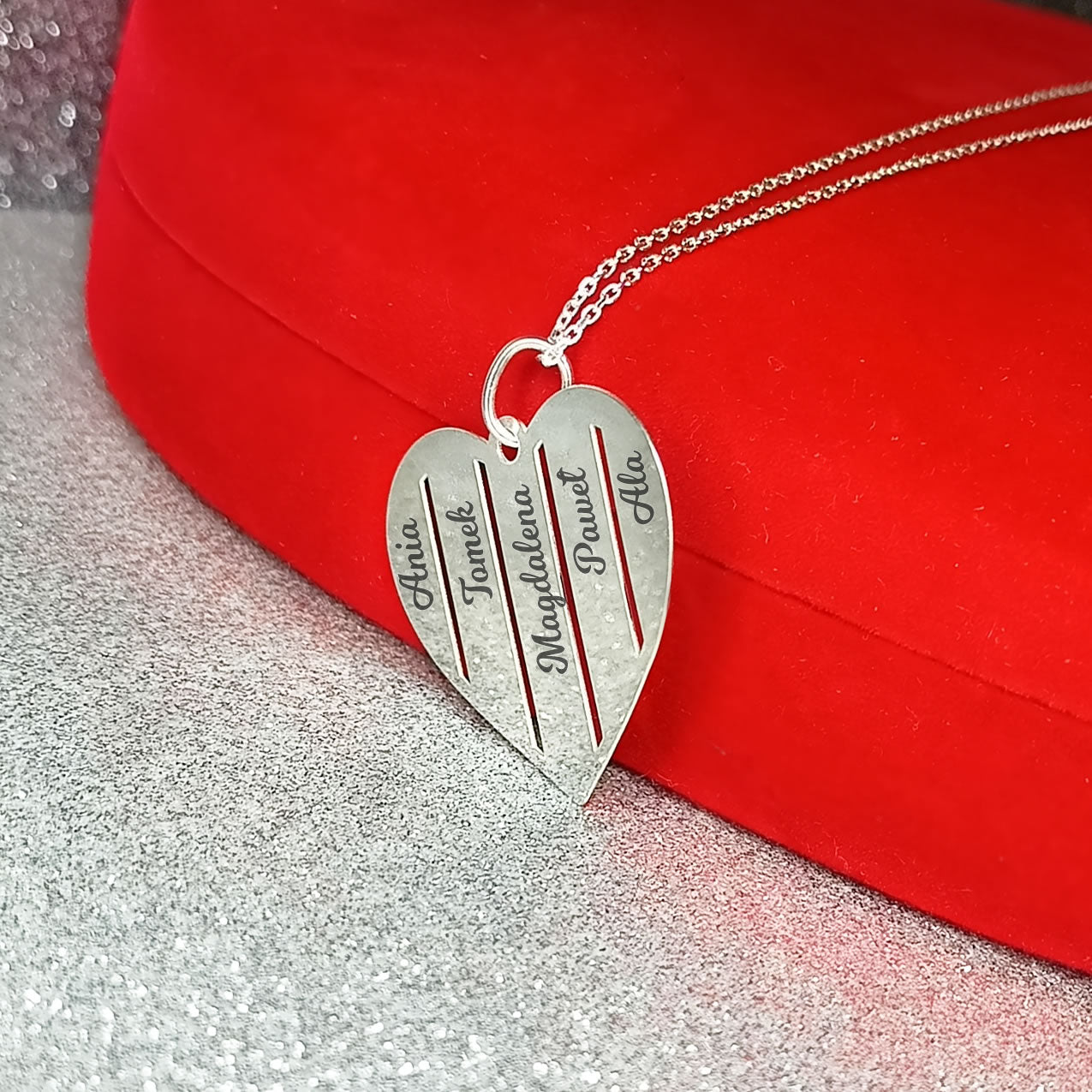 Naszyjnik serce z imionami dzieci - 2 imiona - pozłacany