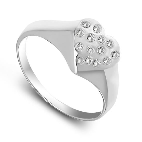 Pierścionek serce z kamieniami