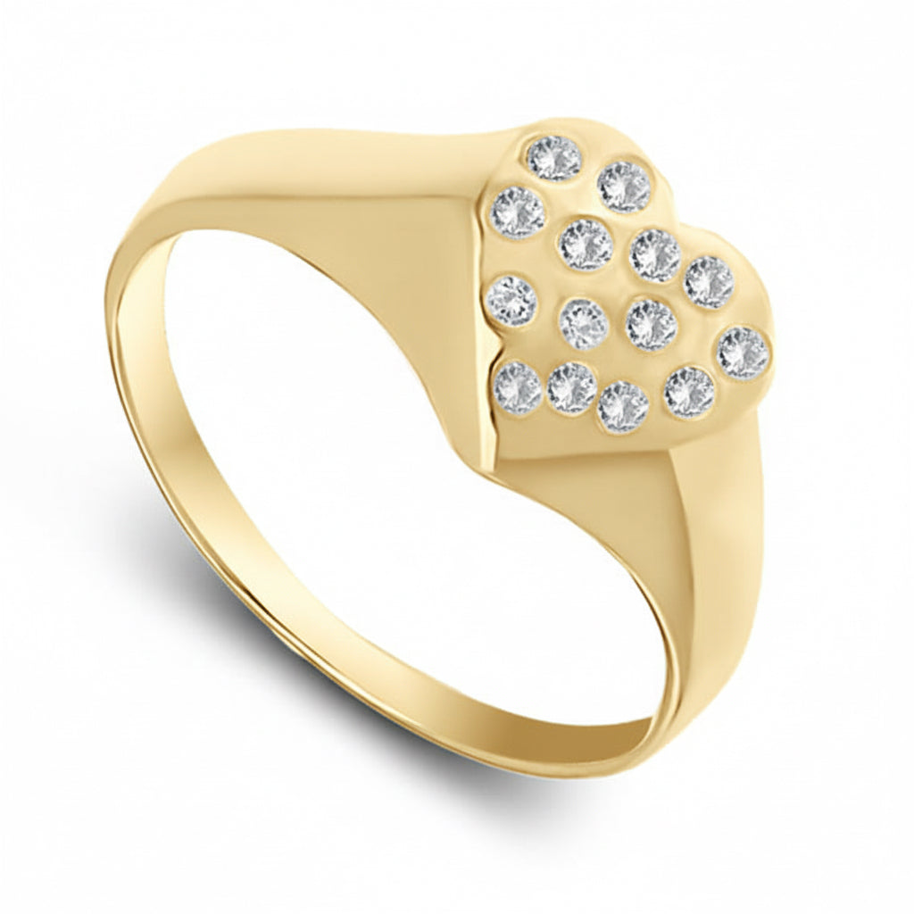 Pierścionek serce z kamieniami