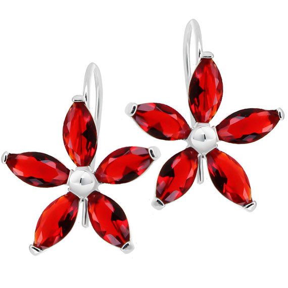 Kolczyki z dużym rubinowym kwiatem