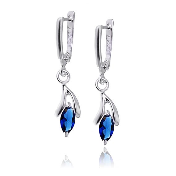 Kolczyki z szafirową cyrkonią zamek angielski