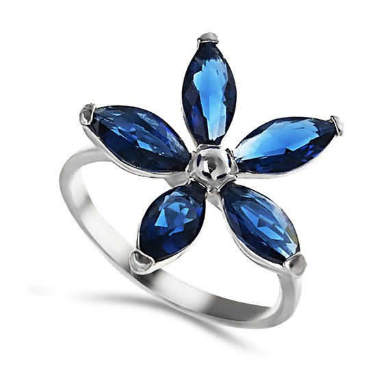 Pierścionek szafirowy kwiat