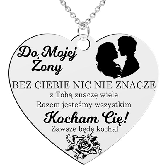 Naszyjnik "Do żony" Bez Ciebie nic