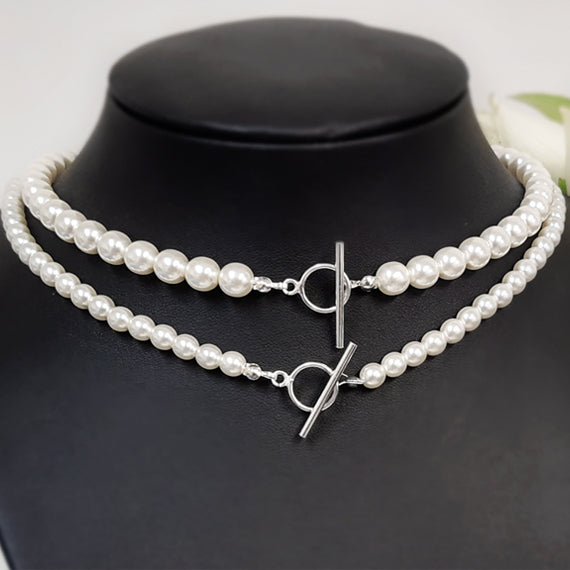 Bransoletka z perełkami zapięcie toggle perły 10mm