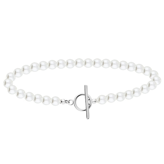 Naszyjnik z perłami zapięcie z przodu toggle 50cm 8mm