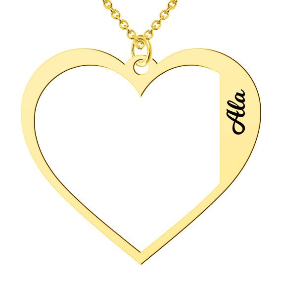 Naszyjnik serce z imionami dzieci - 1 imię - pozłacany