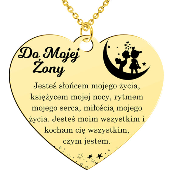 Naszyjnik "Do żony" Księżyc mojej nocy - złocony