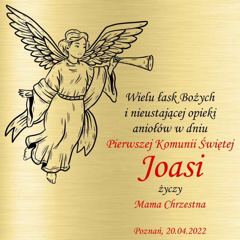 Krzyżyk z łańcuszkiem ze złota + pudełko z grawerem Pamiątka I Komunii Świętej