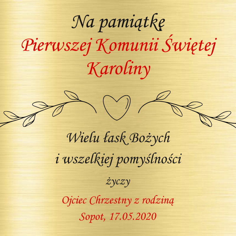 Krzyżyk z łańcuszkiem ze złota + pudełko z grawerem Pamiątka I Komunii Świętej