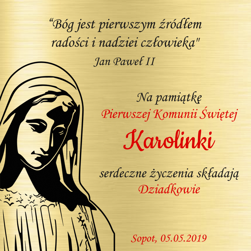 Krzyżyk z łańcuszkiem ze złota + pudełko z grawerem Pamiątka I Komunii Świętej