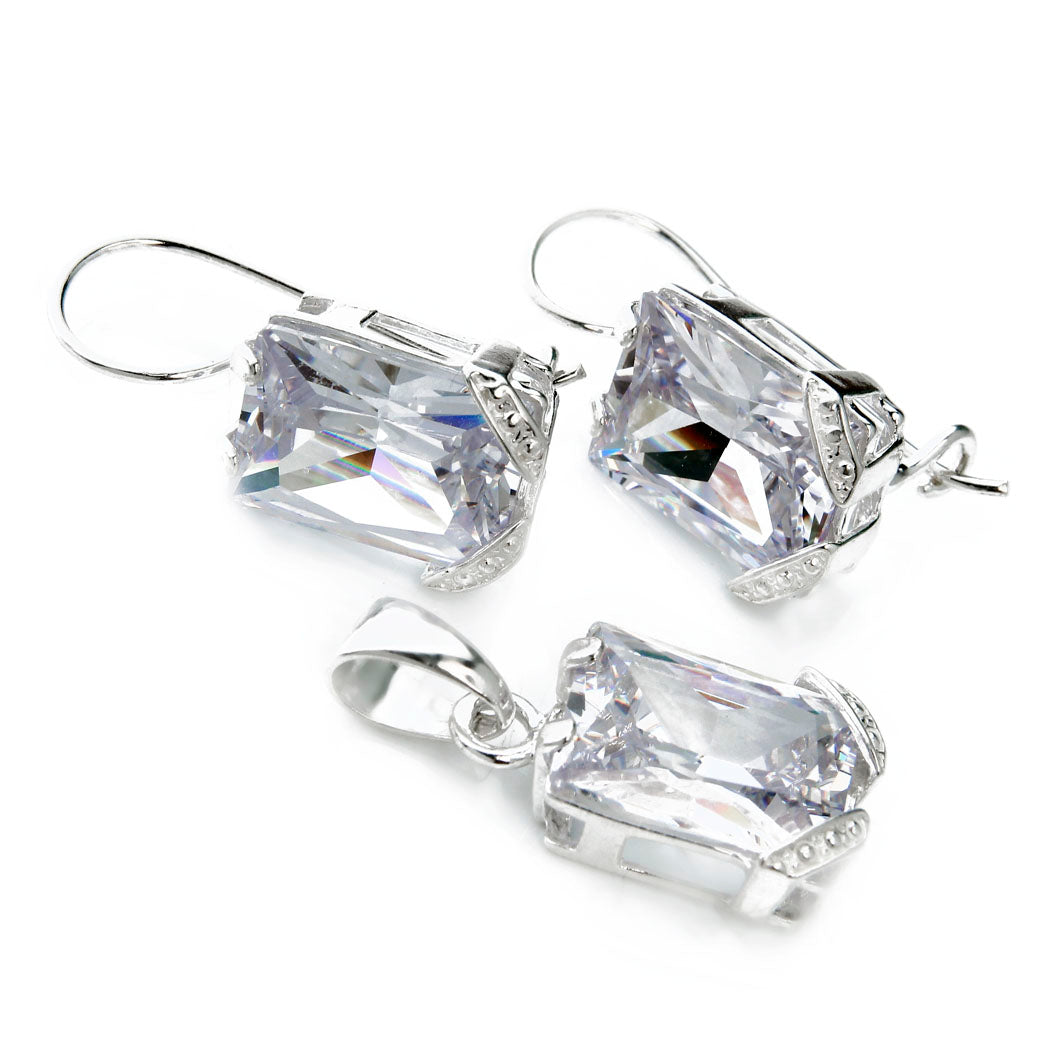 Komplet kolczyki i wisiorek duże kamienie