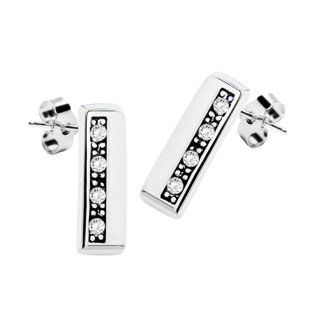 Wiszące kolczyki - prostokąty z cyrkoniami