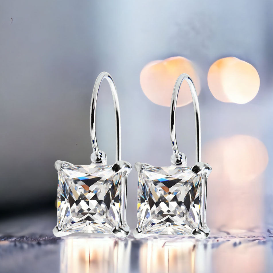 Kolczyki wiszące cyrkonia 10x10mm