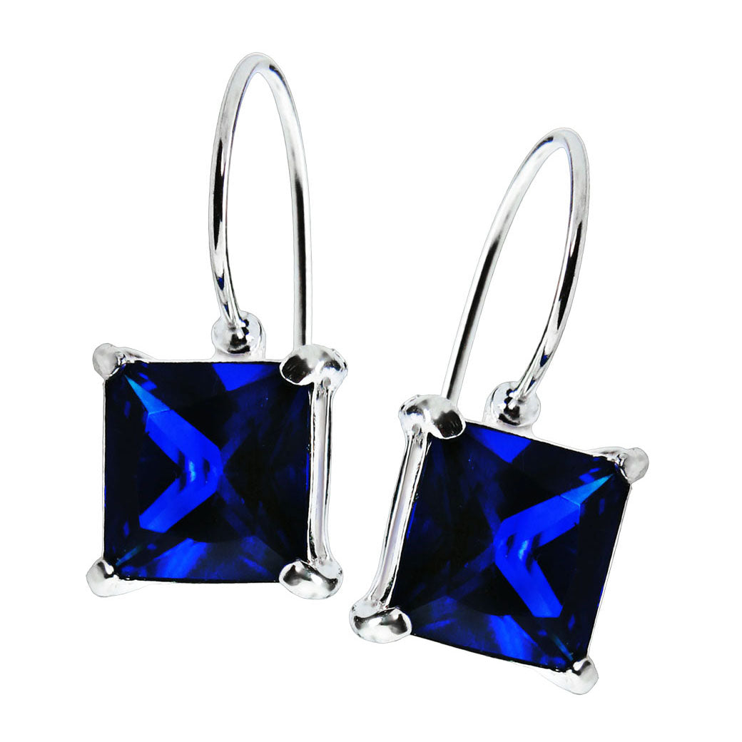 Kolczyki z szafirową cyrkonią 10x10 mm