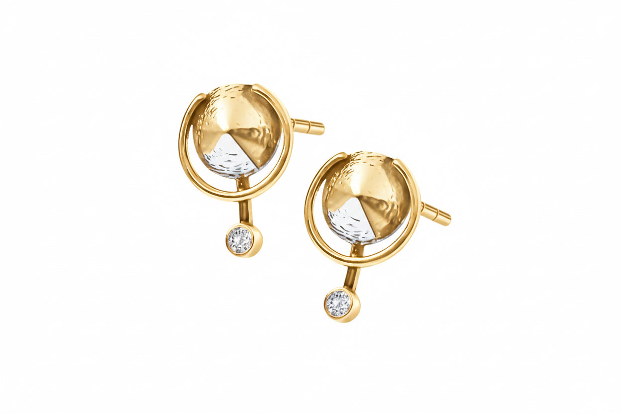 Kolczyki stożki oksydowane Enigma srebro pozłacane