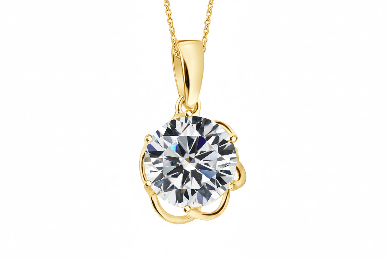 Wisiorek skręcony z dużą cyrkonią 18mm srebro pozłacane