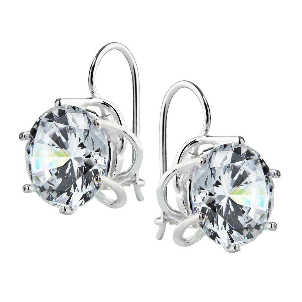 Wiszące plecione kolczyki z dużym kamieniem 18mm