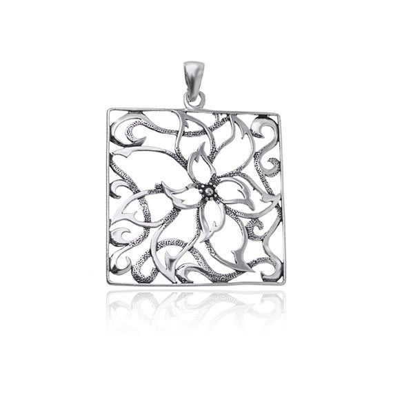 Wisiorek kwadrat kwiecisty